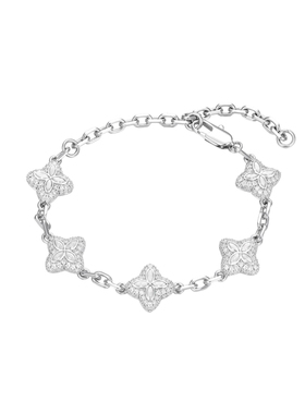 APORRO 四叶草系列璀璨幸运手工满镶钻手链 可调节小众明星同款