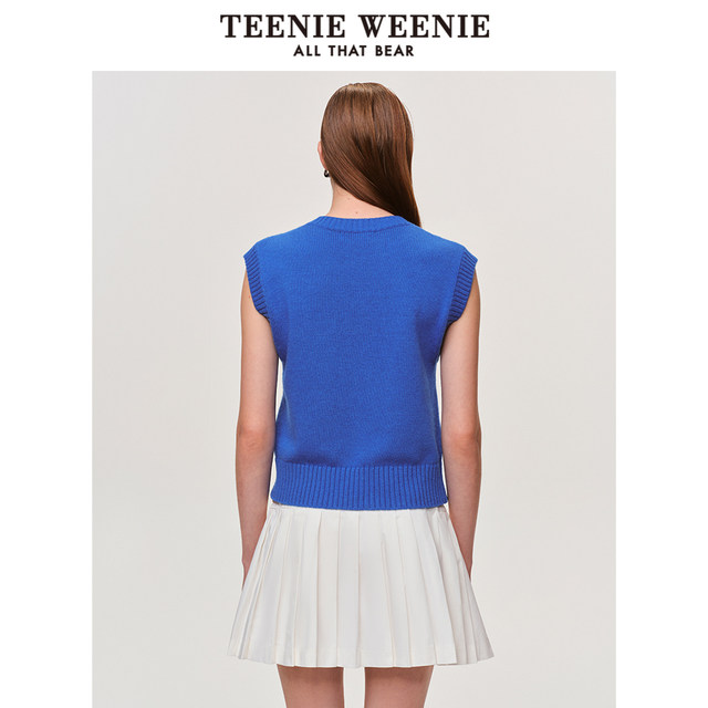 Teenie Weenie Bear Women's Sweater 2025 Autumn New Retro Intarsia Casual V-Neck Knitted Vest