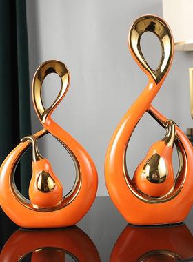 创意风生水起摆件客厅酒柜书柜玄关电视柜装饰高级陶瓷简约轻奢风