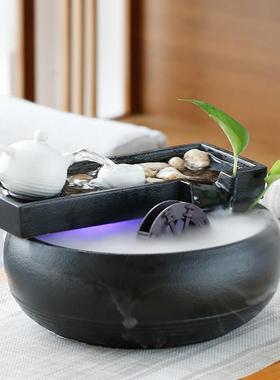 高山流水喷泉小摆件循环水车桌面室内开业礼物招财生财