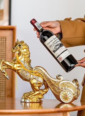 马到成功轻奢中式创意红酒葡萄酒架摆件乔迁新房家居酒柜摆设装饰