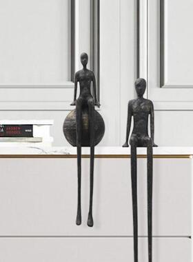 酒店抽象雕塑人物摆件现代样板间售楼处大型落地玻璃钢人像艺术品