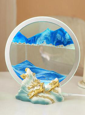 一帆风顺流沙画小夜灯办公室装饰品客厅电视柜摆件乔迁开业送礼品