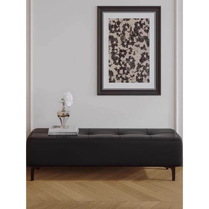 意式轻奢高级感换鞋凳家用门口卧室床尾凳设计师极简黑色覆古长凳,淘宝优惠券,粉丝福利购,淘宝优惠卷