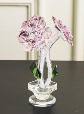 柏梵创意轻奢水晶葡萄树装饰摆件客厅电视柜高档桌面水晶花朵装饰
