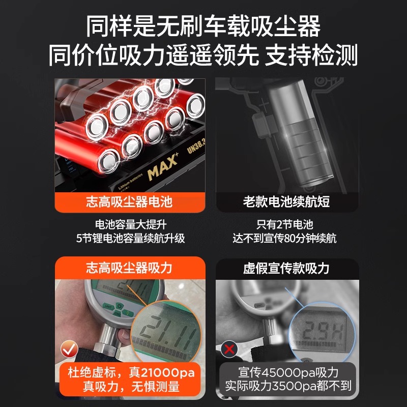 志高车载吸尘器手持小型大功率充电家用无线吸吹两用汽车内大吸力 - 图1