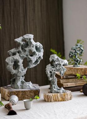 砂岩太湖石假山原石庭院设计家居装饰摆件玄关客厅桌面奇石造景观
