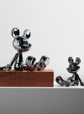 新品装饰推荐g米老鼠树脂摆件电镀可爱儿童房样板间软装饰品电视