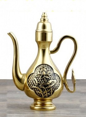 速发佛具光身莲观纯花酒壶家用供奉铜音财神关公酒杯茶水杯供水壶