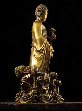 速发纯铜西方三圣佛像摆件宝迦三尼阿弥陀佛药师佛如来佛祖摩释佛