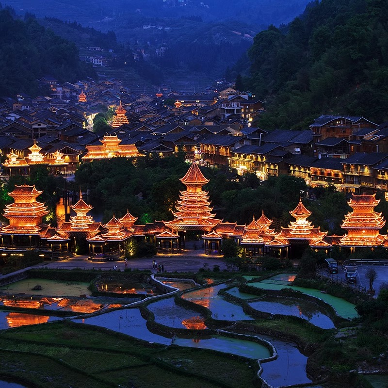 私家团贵州旅游纯玩半自由行5天4晚黄果树瀑布天眼肇兴侗寨小七孔
