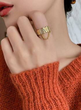 极速Openingf adjustable M letter ring ins niche design titan