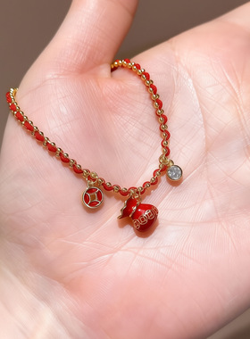 18k真金电镀锆石福袋红绳手链轻奢感手环时尚百搭小众手饰女