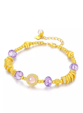 紫色星辰盘缠手链轻奢感天然紫水晶手串女新中式小众串珠手饰