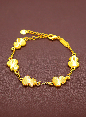 爆闪镭射拉丝碎冰冰葫芦手链女轻奢感新中式福禄金色手饰手串