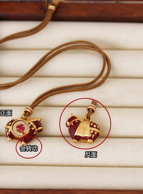 旋转红色滴油小马吊坠项链女秋冬毛衣链轻奢感长款本命年饰品