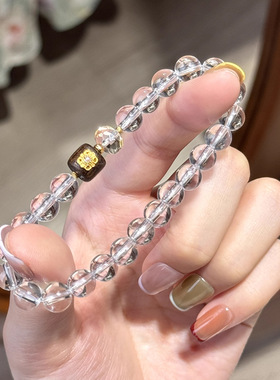 s925银白水晶手串女生沉香串珠手链轻奢感小众新中式手饰