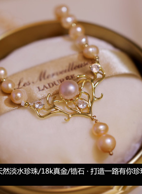 天然淡水珍珠项链女感一路有你鹿头锁骨链小众秋冬季颈链