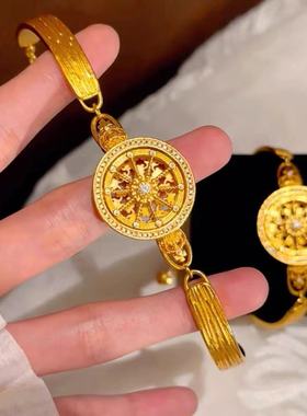 新中式复古金色花朵葫芦手链小众时尚精致重工轻奢设计感手饰