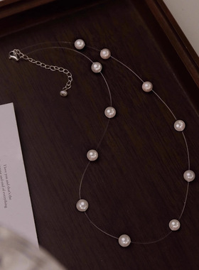 赵露思同款s925纯银满天星珍珠项链配饰女锁骨链轻奢小众颈链饰品