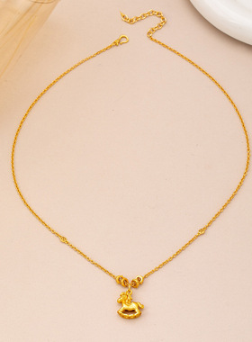 新中式铃铛木马吊坠项链新款摇摇马气质感轻奢锁骨链