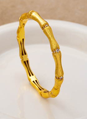 新中式复古拉丝竹节手镯国风复古精致轻奢设计感精工气质手环