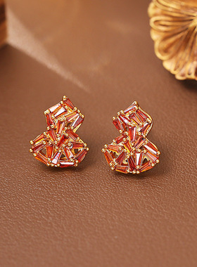 爆款美拉德风锆石水晶吊坠项链葫芦福禄感时尚气质国潮毛衣链