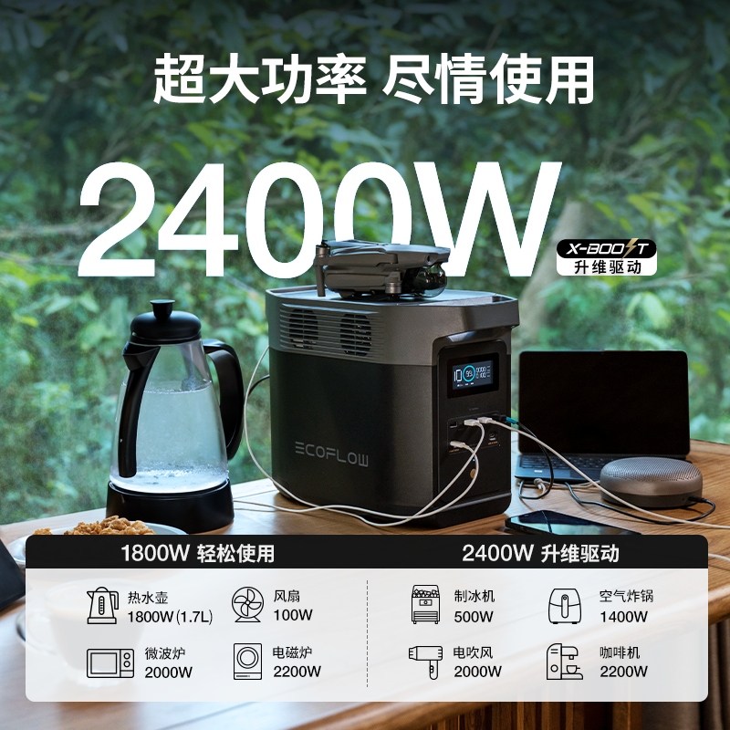 正浩EcoFlow【磷酸铁锂】德2户外电源大容量快充便携车载 - 图1