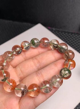 新品天然彩幽灵手链高品质四季幽灵花幽I灵手链天然水晶绿红黄幽