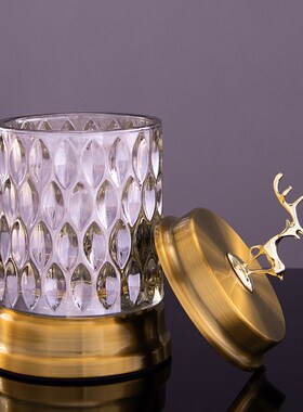 新品轻奢水晶玻璃糖果罐t盒透明储物罐创意糖果北欧桌面家居装饰