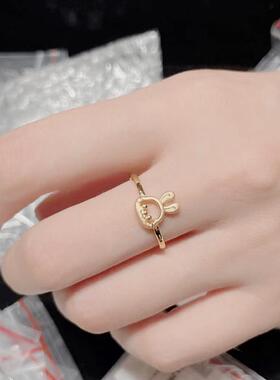 极速LINGSIV 钛钢戒指 可爱小兔子戒指女ins时尚轻奢X生肖兔食戒