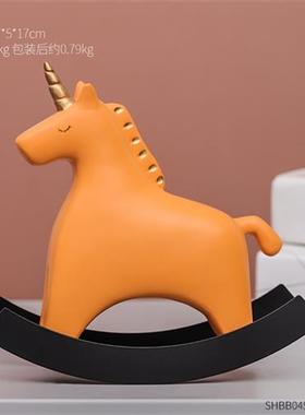 极速北欧ins木马摆件少女心创意家居儿J童房间电视柜书桌装饰品小