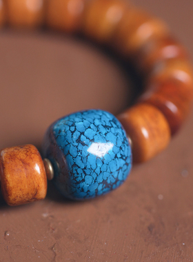 极速非鱼c之家民族风烟熏牛骨手链男 彩色流苏手串女 藏式平安舞