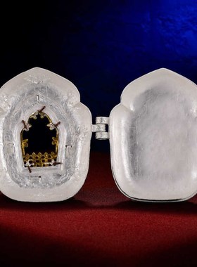 极速S990纯银嘎乌盒藏式尼泊尔雕花开窗纯手工装藏佛Y像装嘎乌盒