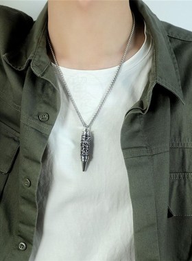 极速。Fashion hip hop menvs bullet titanium steel necklace