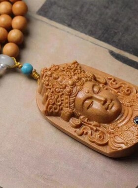 新品澳洲檀香8mm配度母吊坠夜明D珠佛珠流苏文玩奶香味佛珠手串车