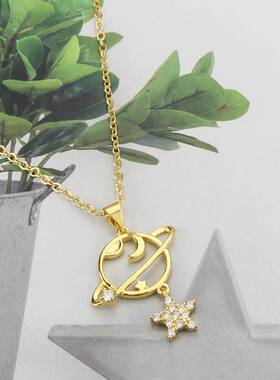 极速-ins planet clombination necklace planet star copper inl