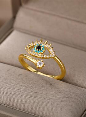极速Lucky Turkish Blue Evivl Eye Rings For Women Open Adjust
