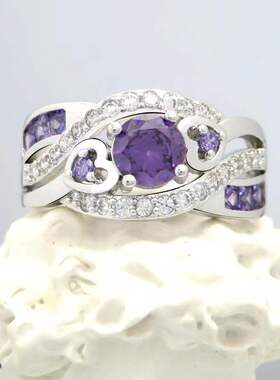 极速Luxurye Rings for Women Natural Gem Cut Square Amethyst