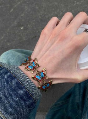 极速机械蝴蝶元素饰品绝美手链女2025年新款蓝色蝴蝶项Z链高颜值