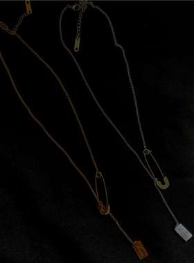 极速Simple temperament titanium steeGl pin paper clip neckla