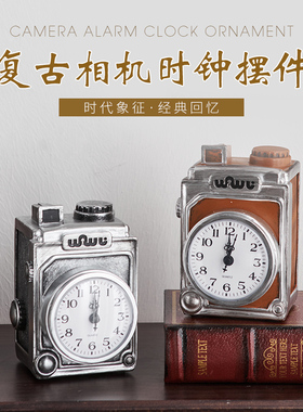 极速美式复古时钟小摆件家居装饰品客厅座钟桌面T钟表家用卧室台