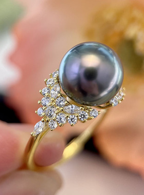 DIY珍珠配件 S925纯银冰雪高级感闪耀锆石珍珠戒指空托气质指环女