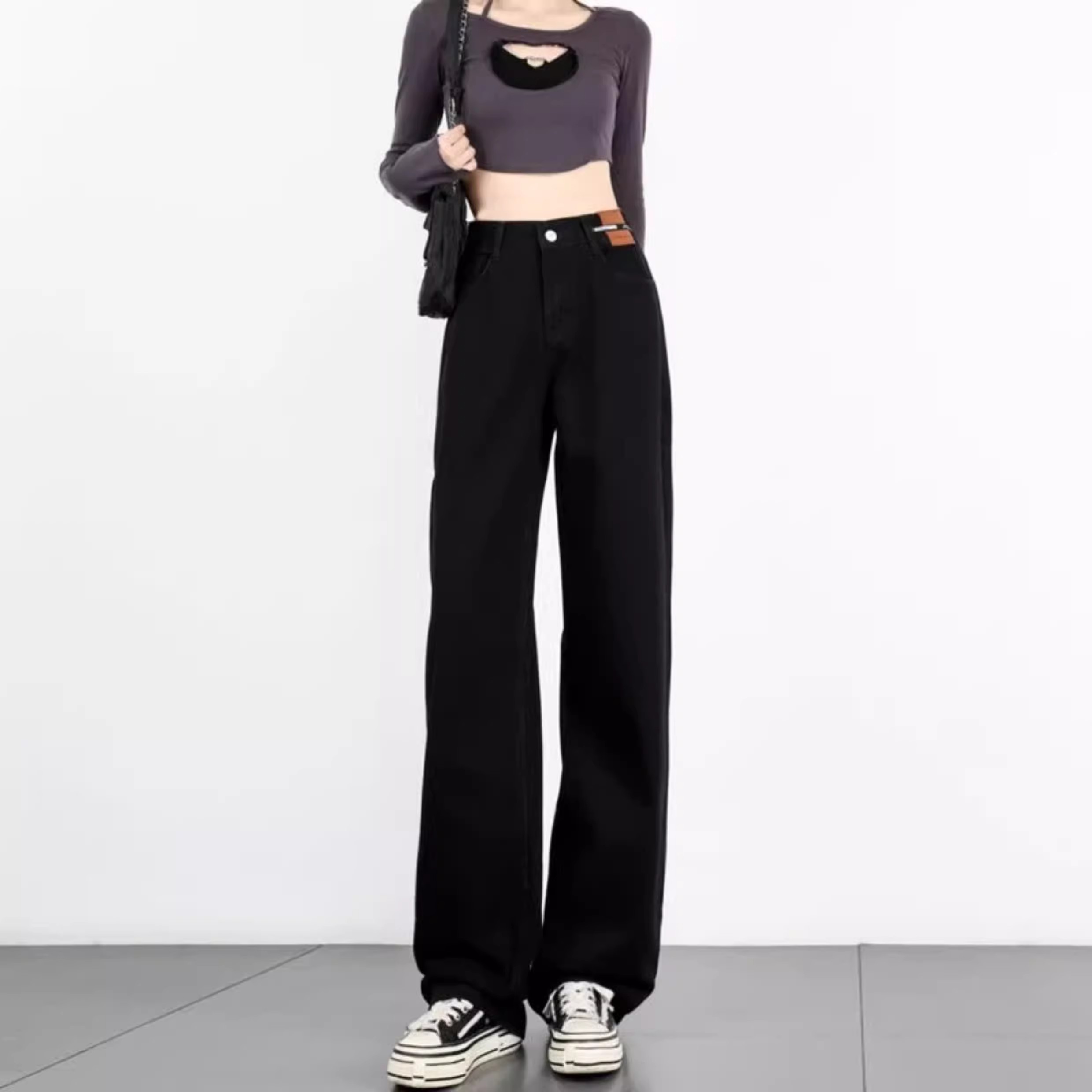 【牛仔系列】韩系时尚牛仔背小众显瘦半身裙高腰牛仔裤阔腿裤xy