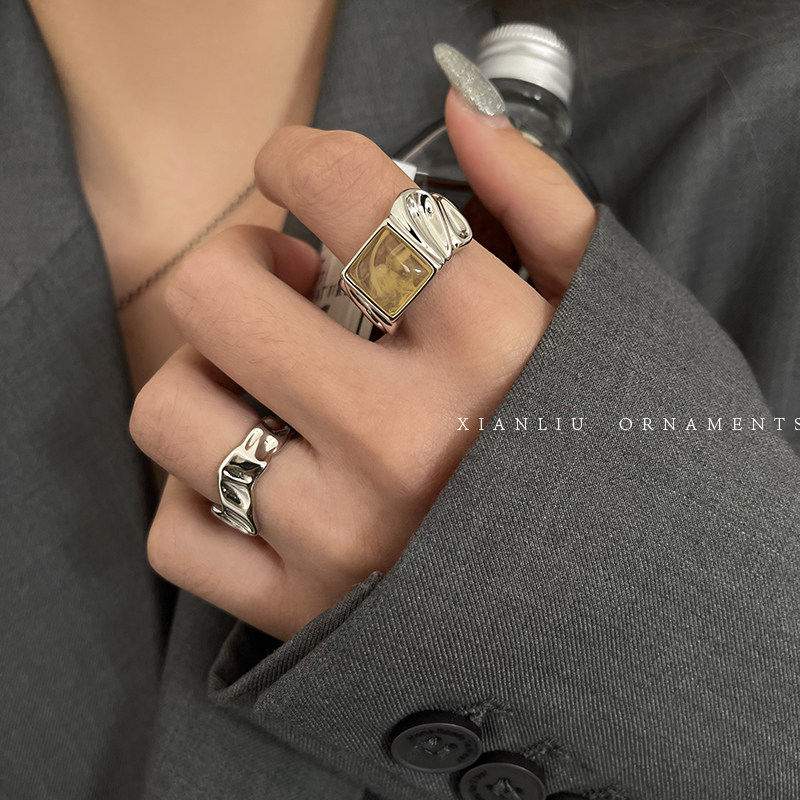 New versatile irregular metal ring for women designed niche D fashion personalized ring simple opening adjustable