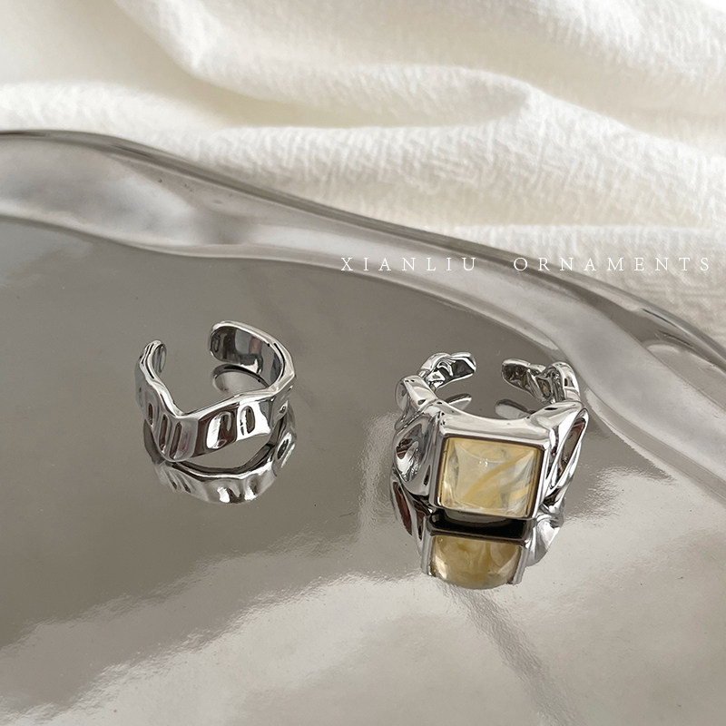 New versatile irregular metal ring for women designed niche D fashion personalized ring simple opening adjustable