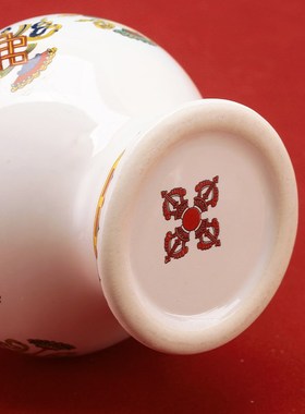 速发陶瓷藏式八吉祥前瓶装财神宝瓶供奉佛陶家用摆件宝瓷龙王财神