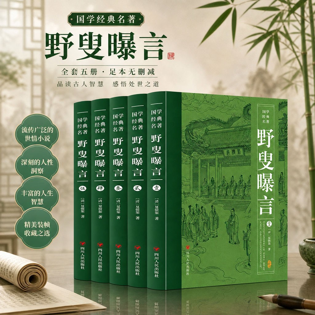 【抖音同款】野叟曝言全套5册正版原著 深入研读的清代文学颇具观赏和收藏价值 全民阅读