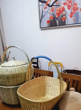 热销水果篮手提j菜篮竹筐鸡蛋篮提篮 菜篮竹篮子农家手工竹编织竹