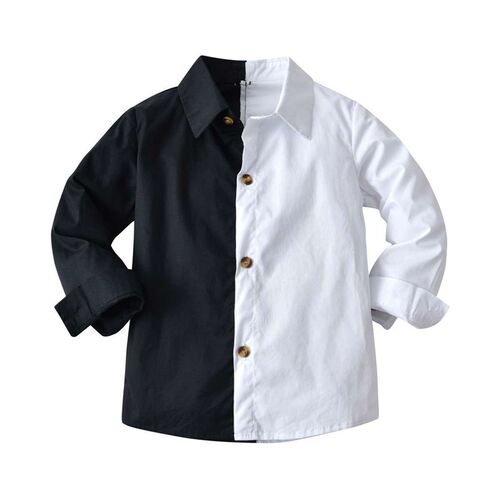 极速Boys long sleeve shirt set boys baby long Qsleeve black - 图1